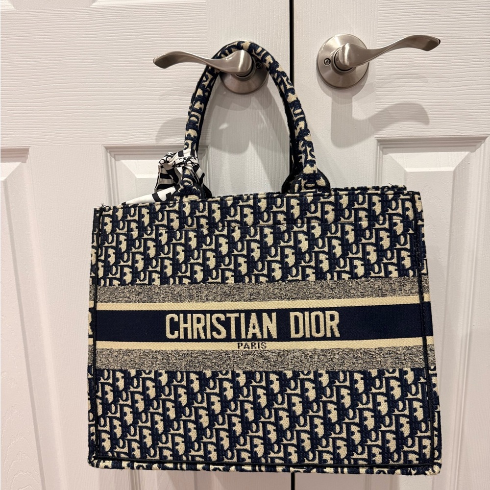 Blue and Cream Tote Bag